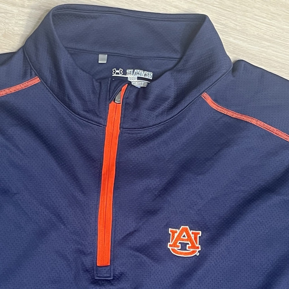Under Armour Auburn Tigers Mens 2XL Golf Blue Performance Stretch Quarter Zip - Picture 2 of 9